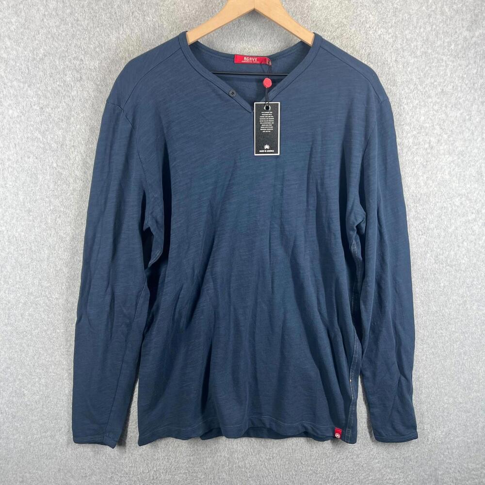 Agave Denim Henley Shirt Yuma Mens Medium Blue Long Sleeve Soft‎ Hand Crafted